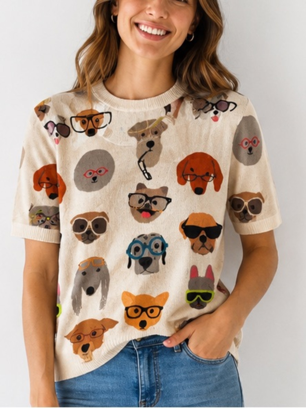 078.New Dogs Sweater. Knitted  oversized